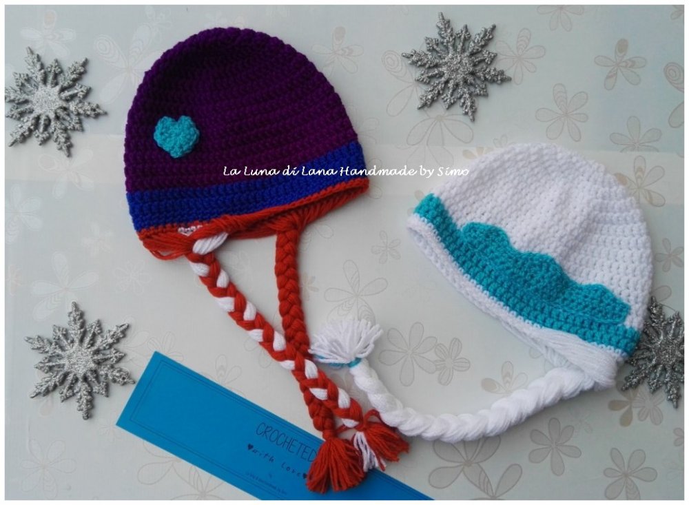 Cappellino ad uncinetto da bambina Elsa e Anna Frozen