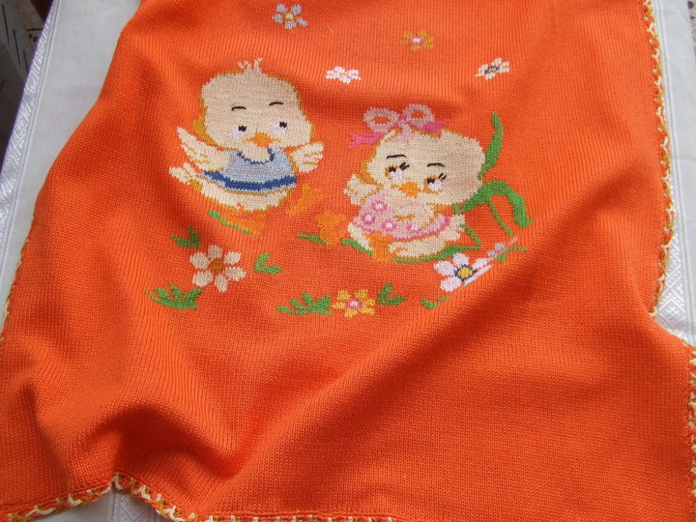 coperta culla cotone maglia ricamata