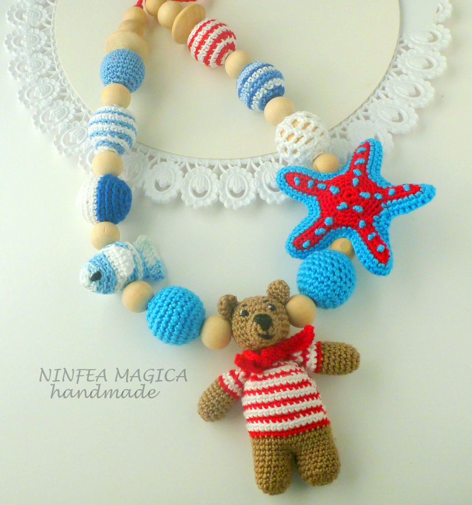 Collana da allattamento con orsetto  Marinaio