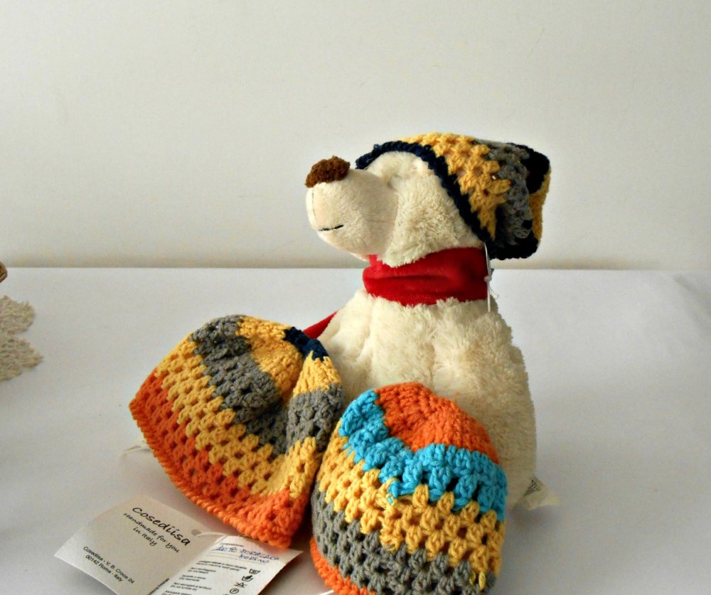 cuffia baby a uncinetto, cappellino colorato stile rasta per bimbi