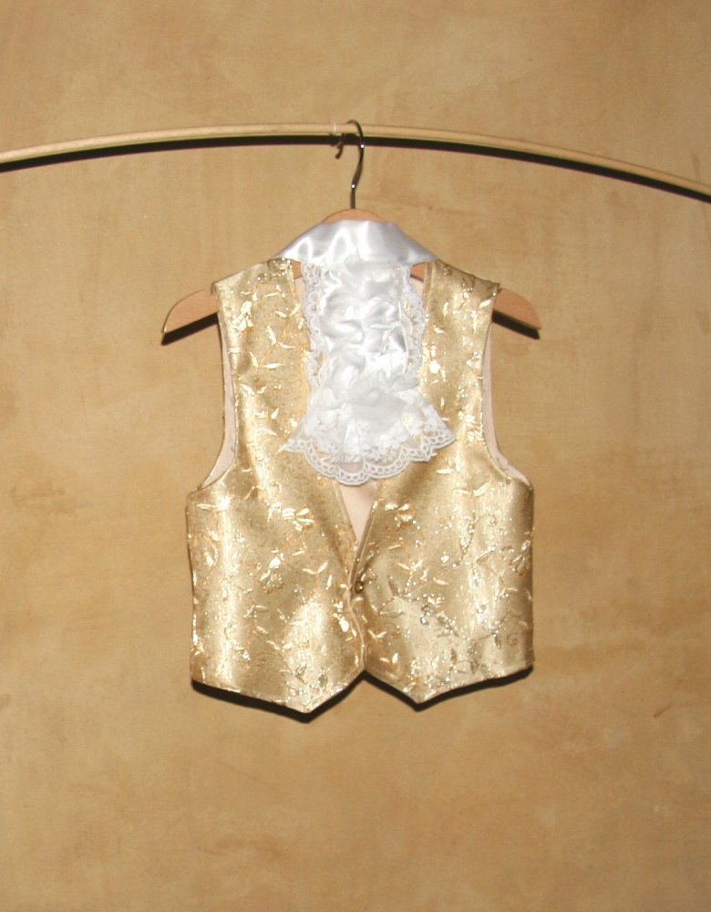Gilet in sontuoso damasco dorato per bambini, costume, carnevale, nobile veneziano, pirata, capitan Uncino, principe 