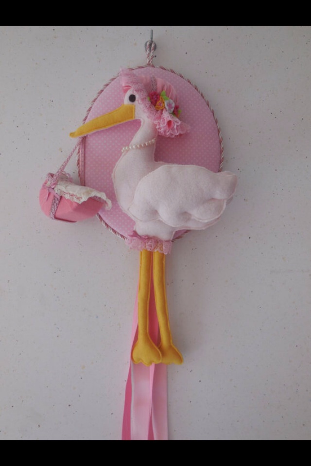 Fiocco rosa con cicogna