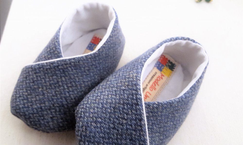 SCARPINE BEBE' AZZURRE DI LANA