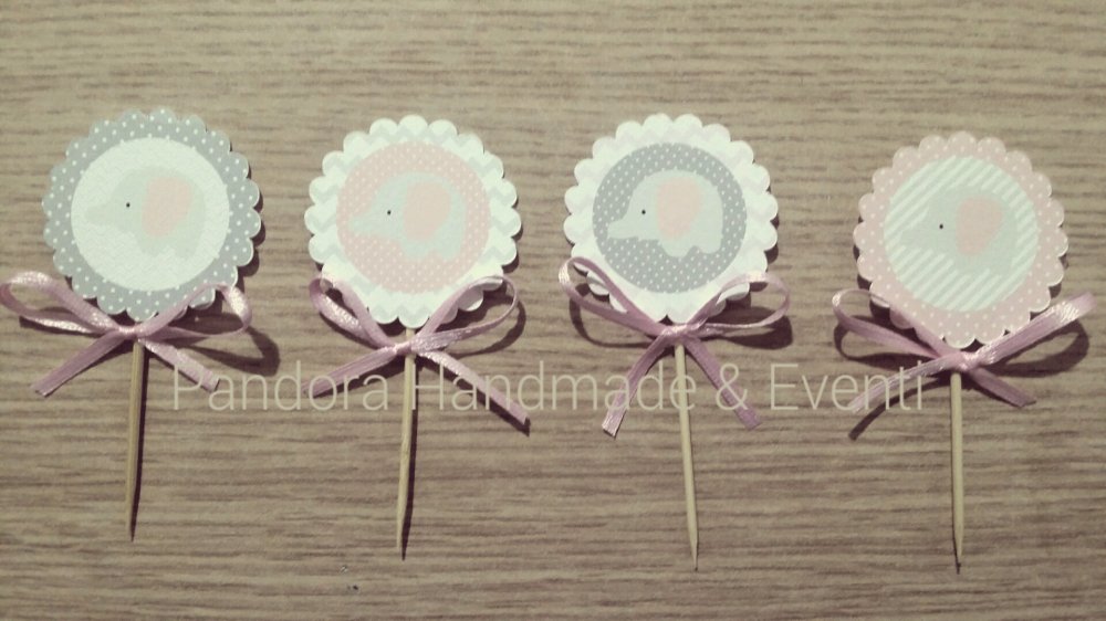 Cupcakes topper Elefantino - 24 pezzi