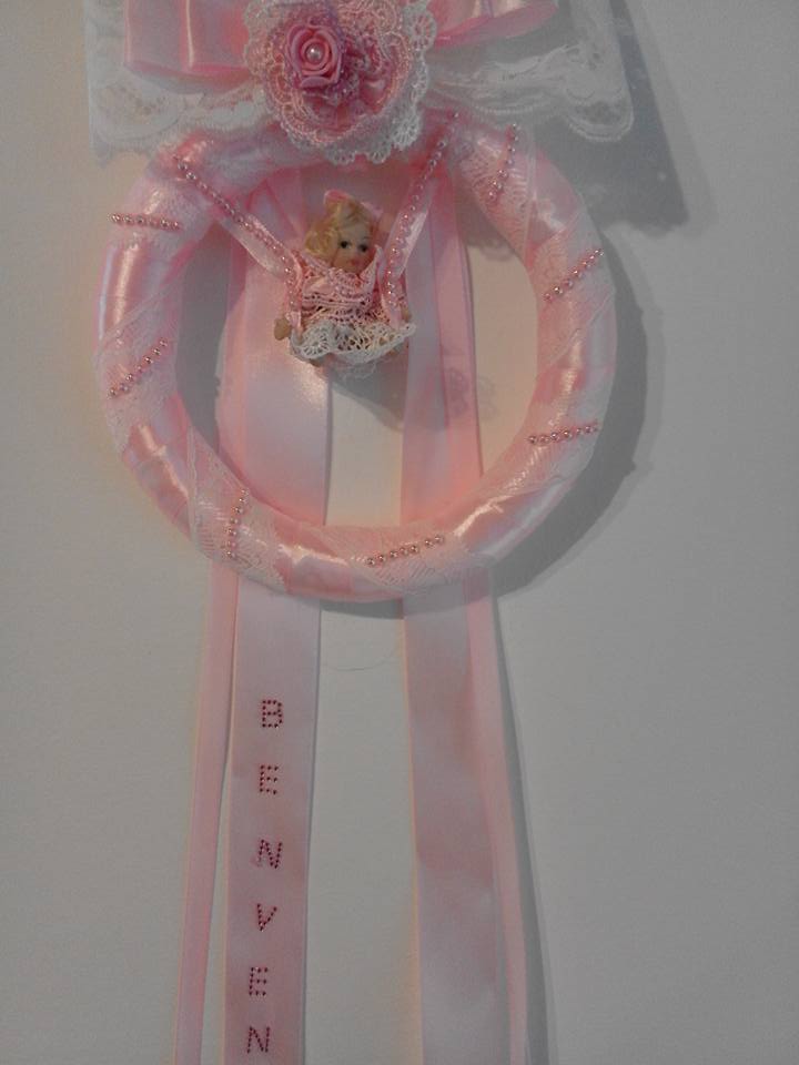 ghirlanda nascita rosa