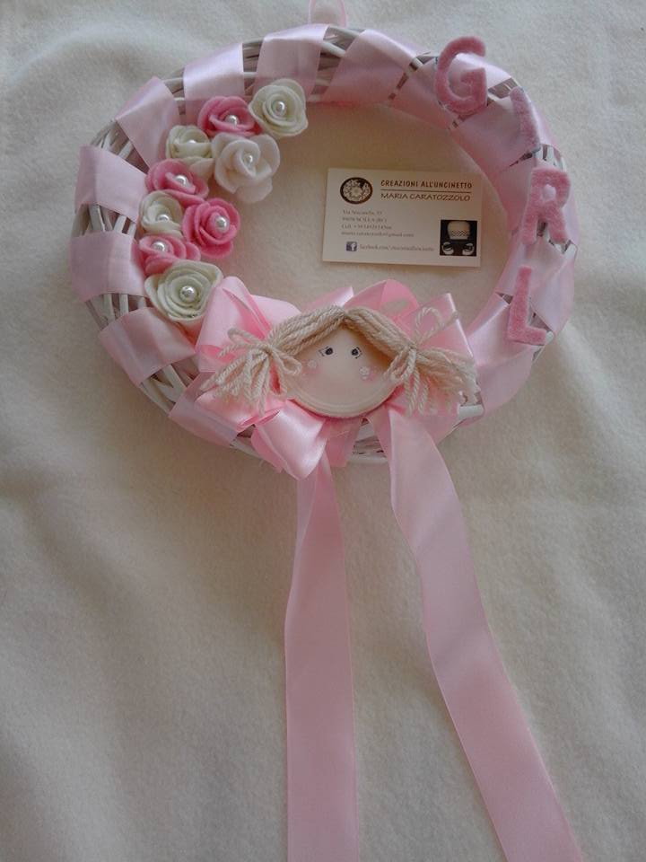 ghirlanda  nascita rosa