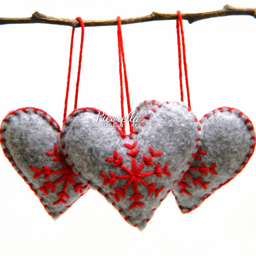 1 set (3 pz) Addobbi Natalizi, Cuore con Fiocco di Neve