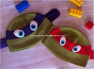 Cappellino uncinetto per Bambino ispirato alle Tartarughe Ninja 