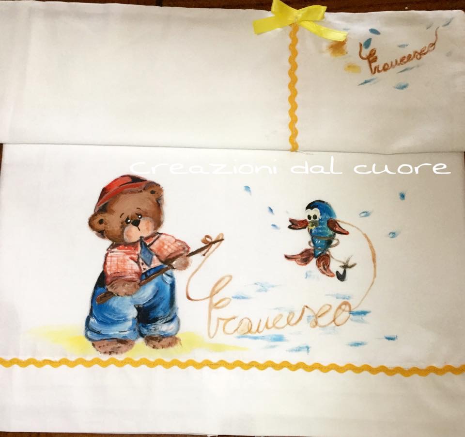 Lenzuolo per carrozzina in cotone 100% e  dipinto a mano 