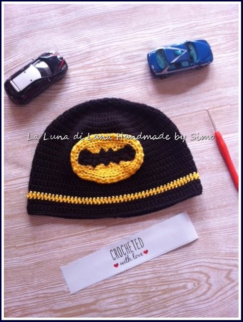 Cappello a uncinetto ispirato a Batman per bambino o teen ager