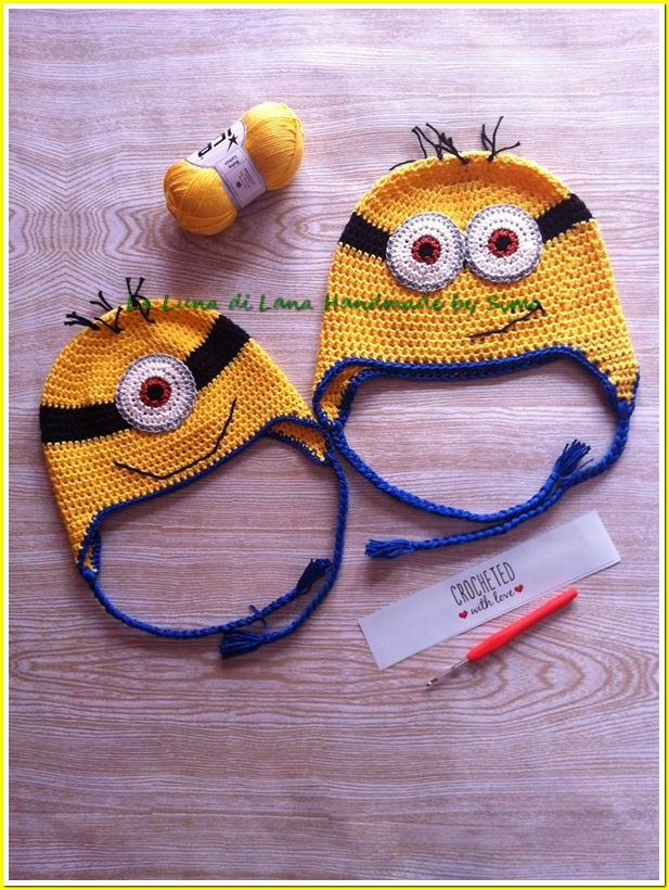 Cappello da bambino a uncinetto a forma di Minions, in cotone per la mezza stagione