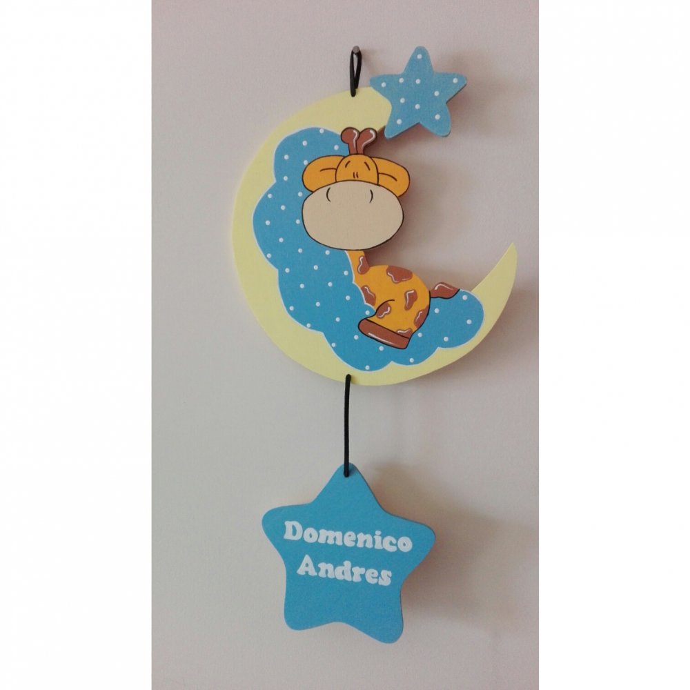 Fiocco nascita in legno Giraffina