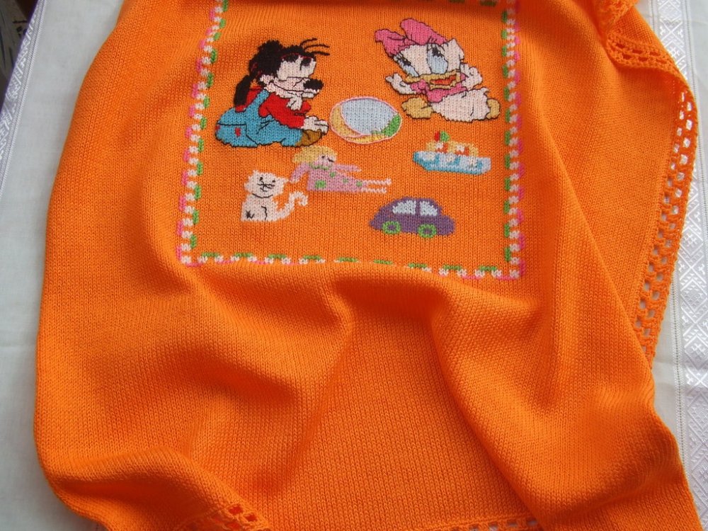 coperta culla cotone maglia ricamata a mano