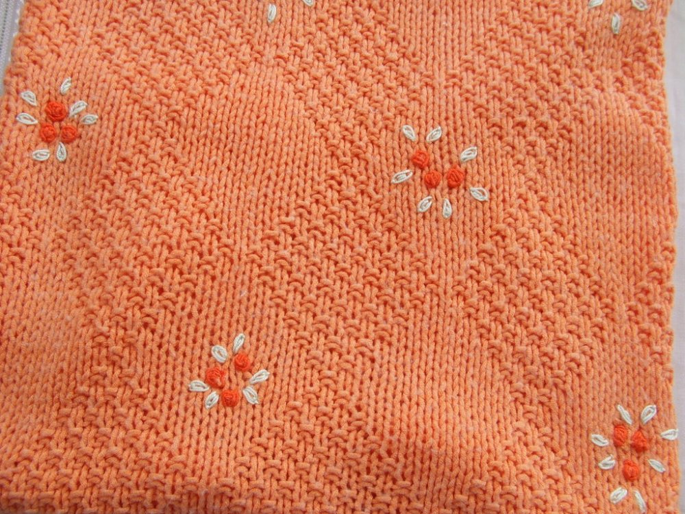 copertina ricamata culla maglia cotone+golfino e scarpine