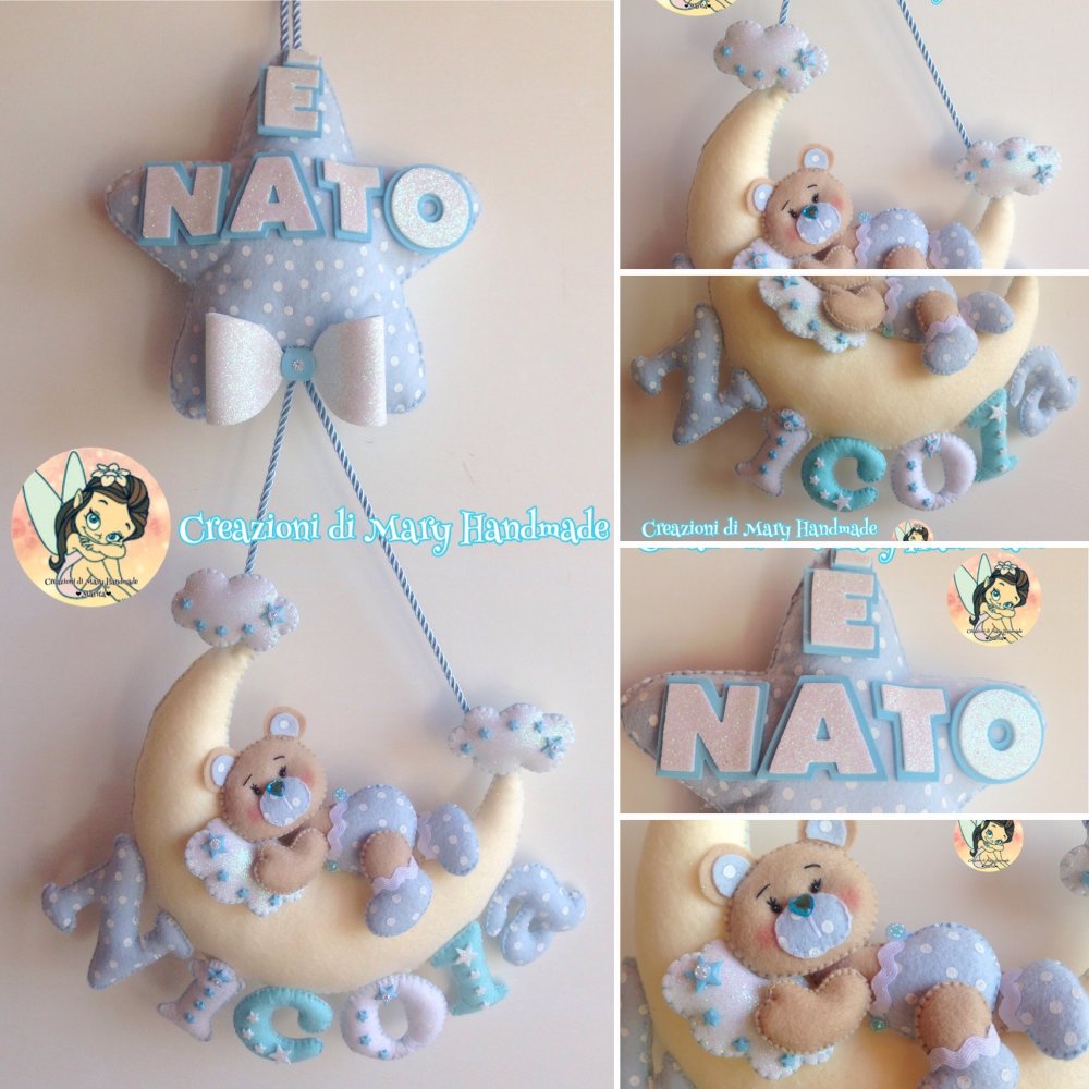 Fiocco nascita Luna orsetto baby