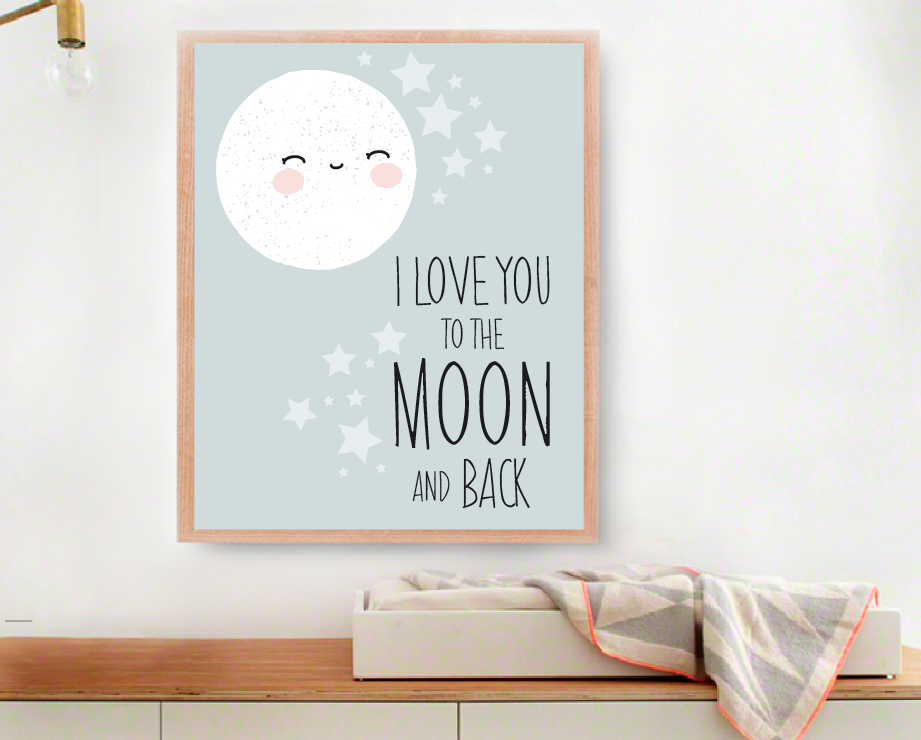I love you to the moon and back Stampa Digitale, Modern Nursery Decor, Baby Wall Art