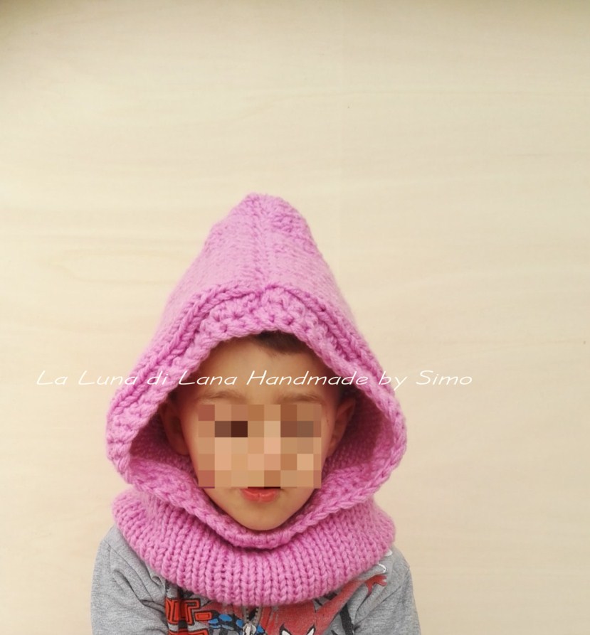Cappuccio con scaldacollo per bambino o bambina