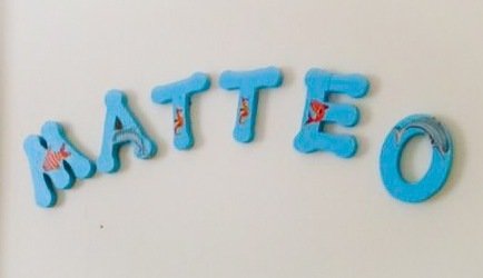 Lettere di legno decorate a dcoupage 