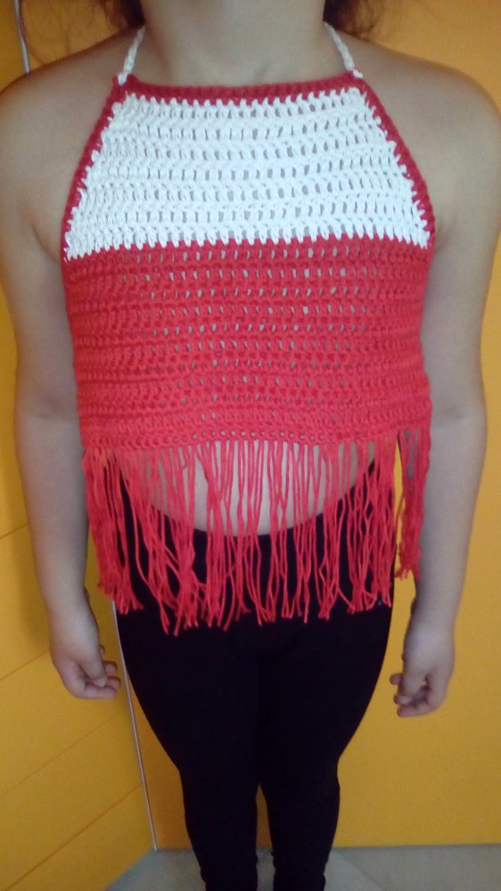 Top bimba con frange 