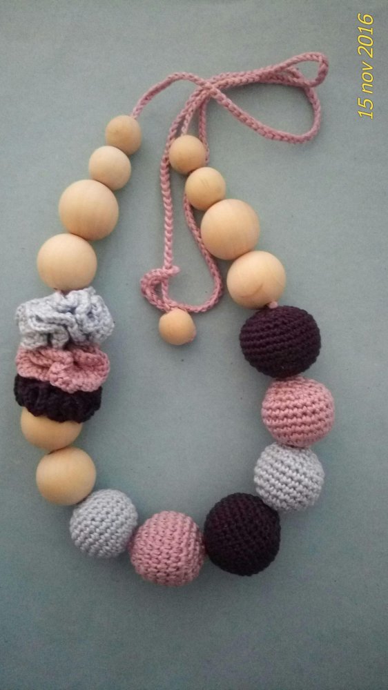Collana allattamento con anelli legno personalizzabile