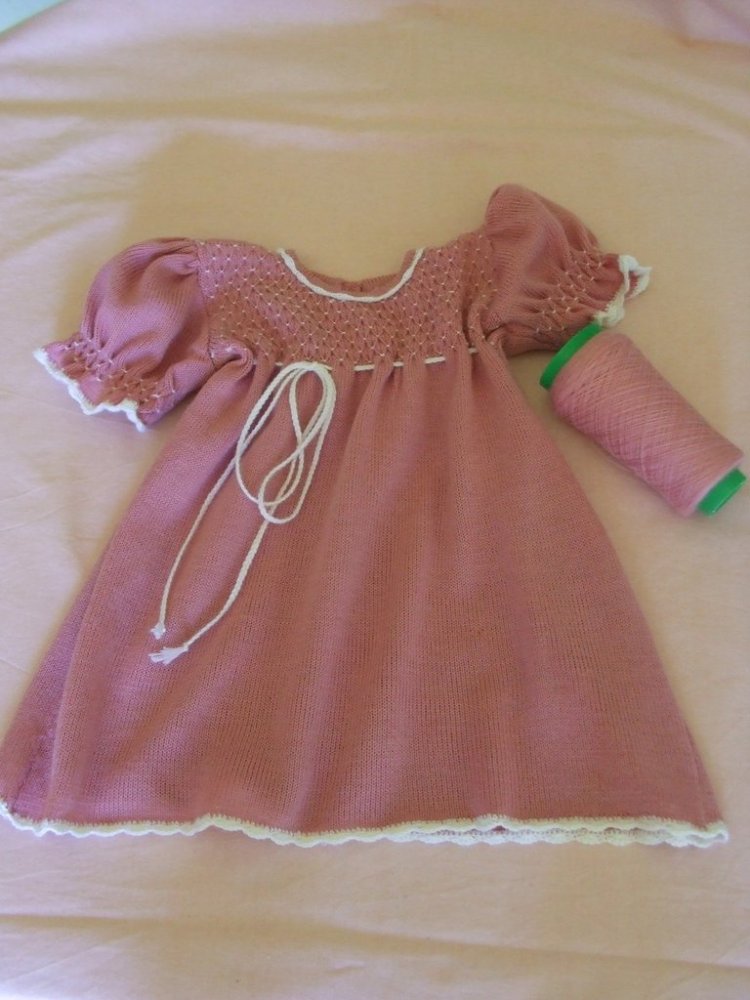 abito vestito lana maglia bimba rosa ricamato