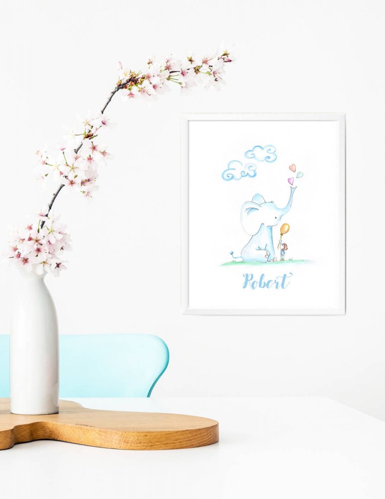 Stampa quadretto per bambini, stampa cameretta bambini, stampa elefante, stampa animali, poster da regalare, idea regalo bambini