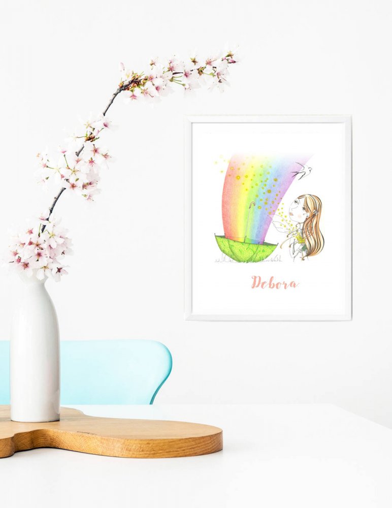 Stampa quadretto per bambini, stampa cameretta bambini, stampa la bambina e la primavera, stampa animali, regalo compleanno, idea regalo bambini, regalo nascita