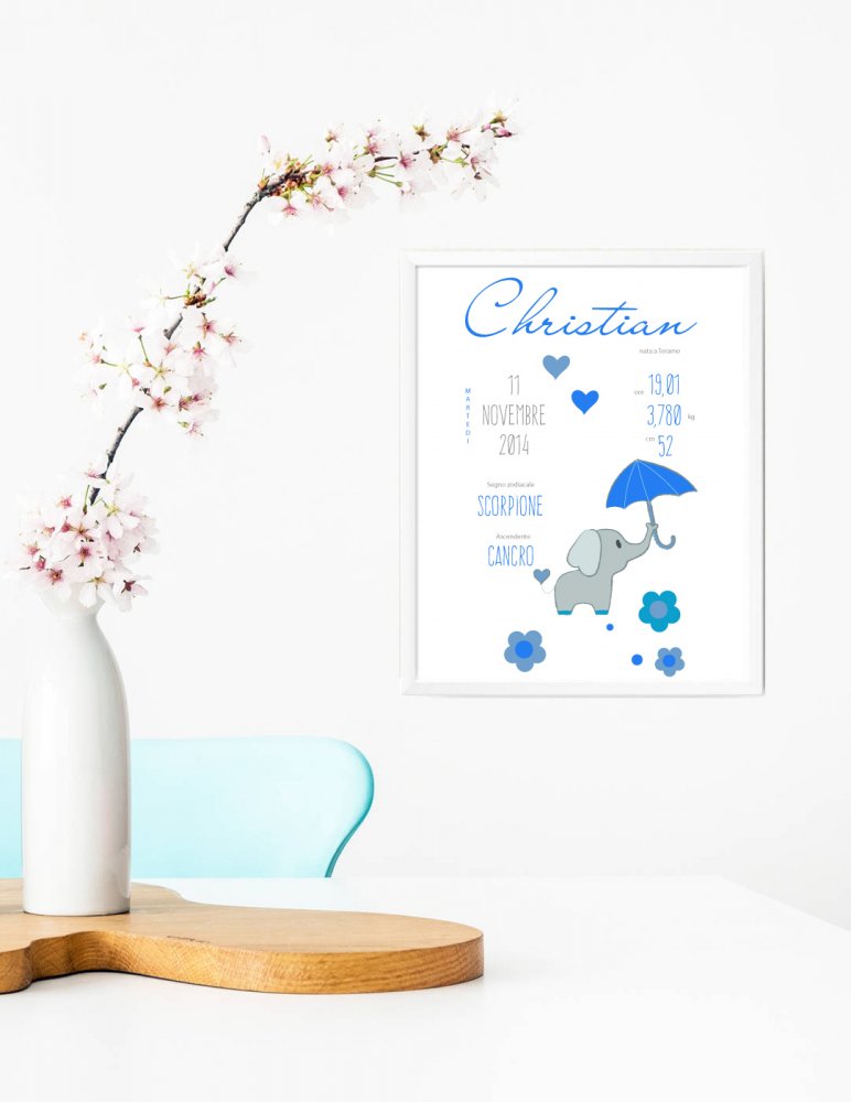 Stampa quadretto per bambini, stampa cameretta bambini, stampa ricordo di nascita, stampa animali, poster ricordo nascita,  idea regalo bambini, regalo nascita