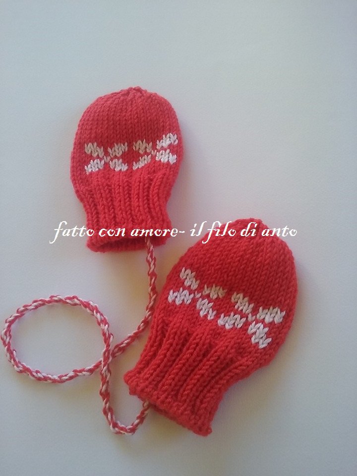 Guanti muffole bambino in lana merinos con disegni jaquard