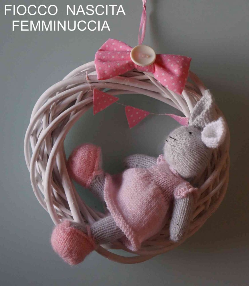 GHIRLANDA FIOCCO NASCITA IN VIMINI PER FEMMINUCCIA