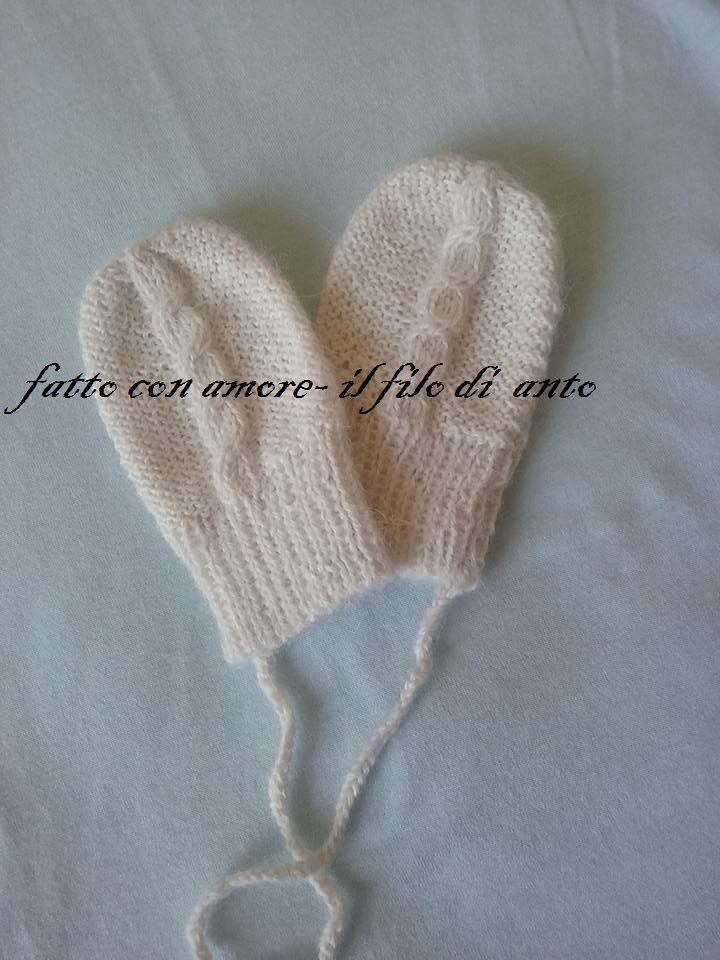 Muffole guanti bianche in lana alpaca 100%