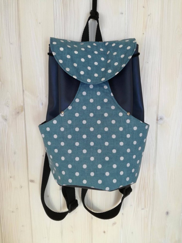 Zainetto blu tecnico fantasia azzurra pois bianchi