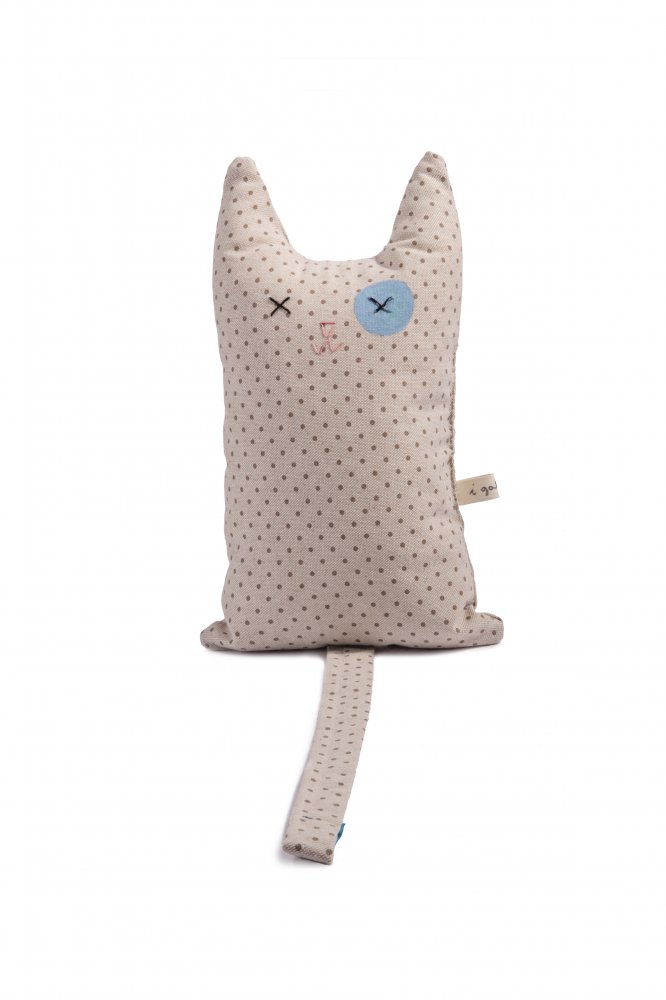 Pallino, il gatto biricchino. Cuscino di cotone imbottito, rifinito a mano.