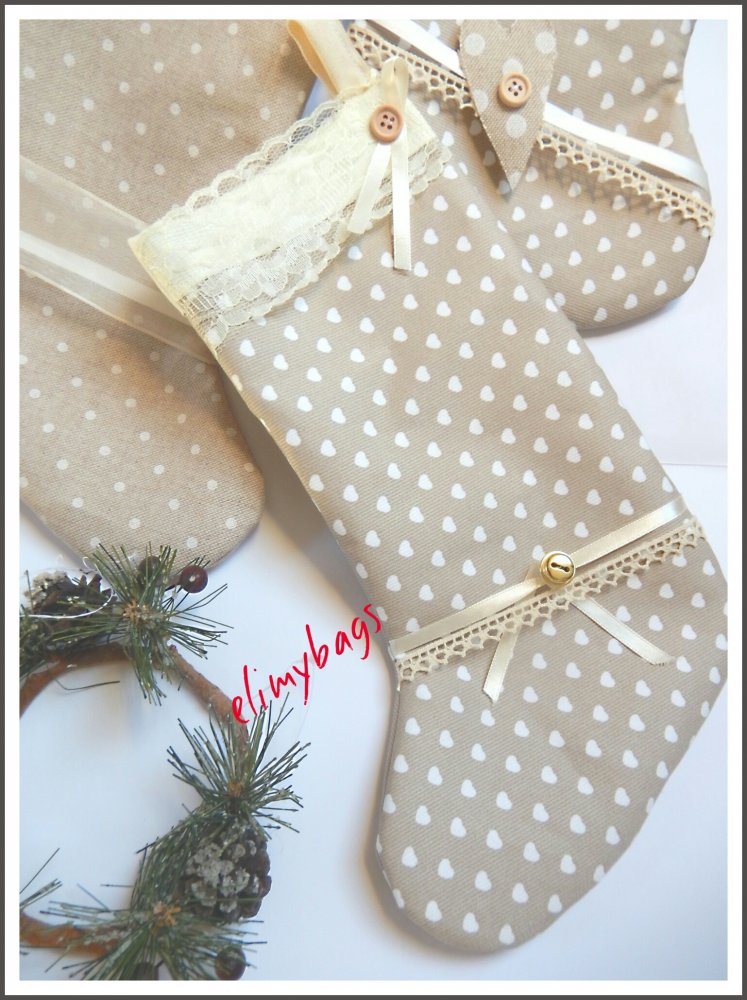 Calza della befana da appendere in stile country chic da appendere