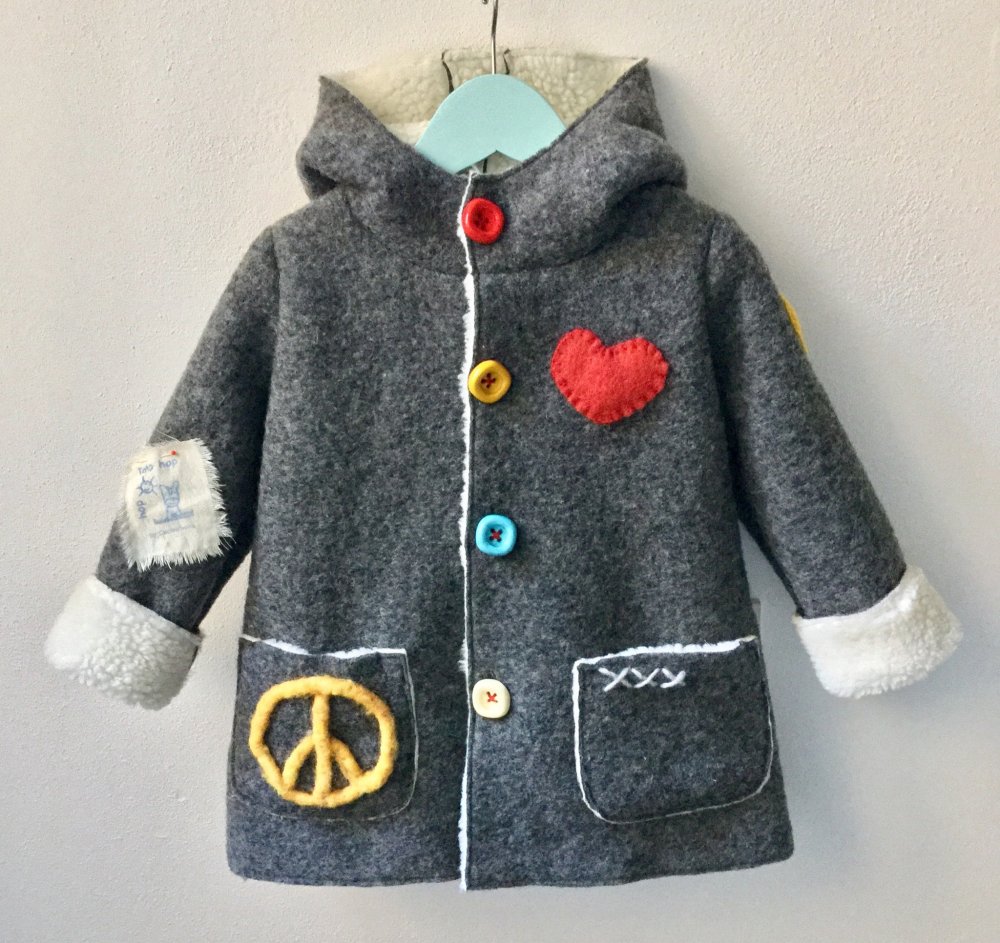 Ghiaccone Bambino Giacchettino Peace Love Cappotto Bambino Cappottino Bimba