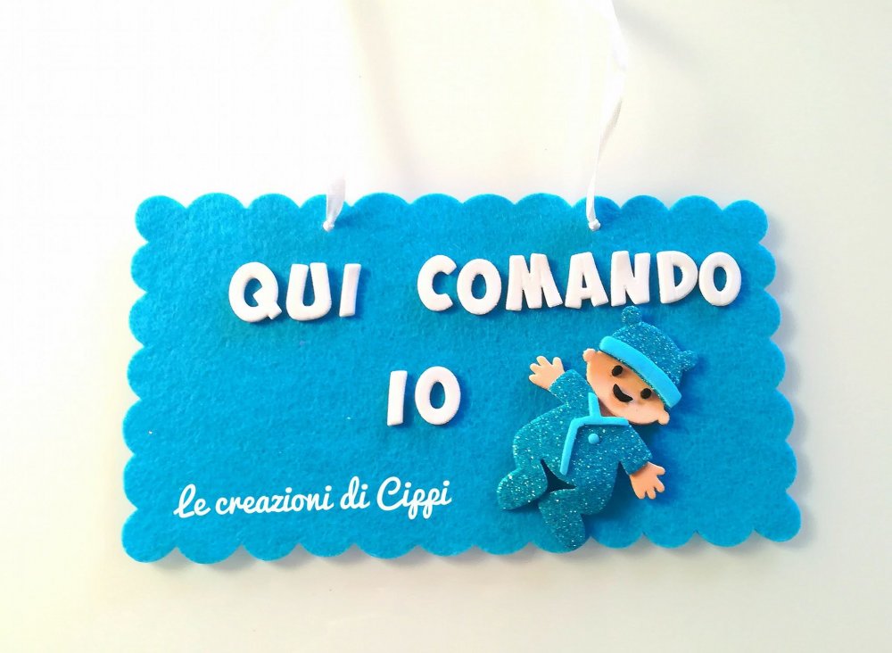 Targa cameretta bimbo in pannolenci personalizzabile fatta a mano.
