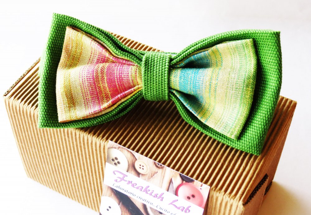 Papillon / Farfallino artigianale vintage doppio colore regolabile
