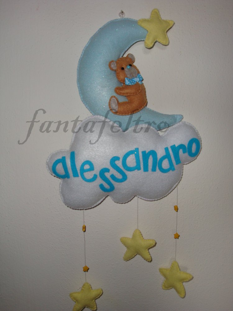 Fiocco nascita luna e stelle