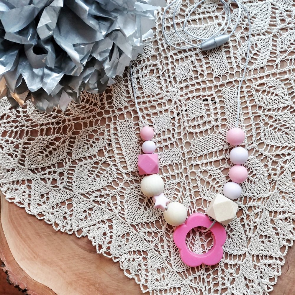Collana  KOALA  CIONDOLO Allattamento Massaggiagengive in  silicone alimentare e legno naturale