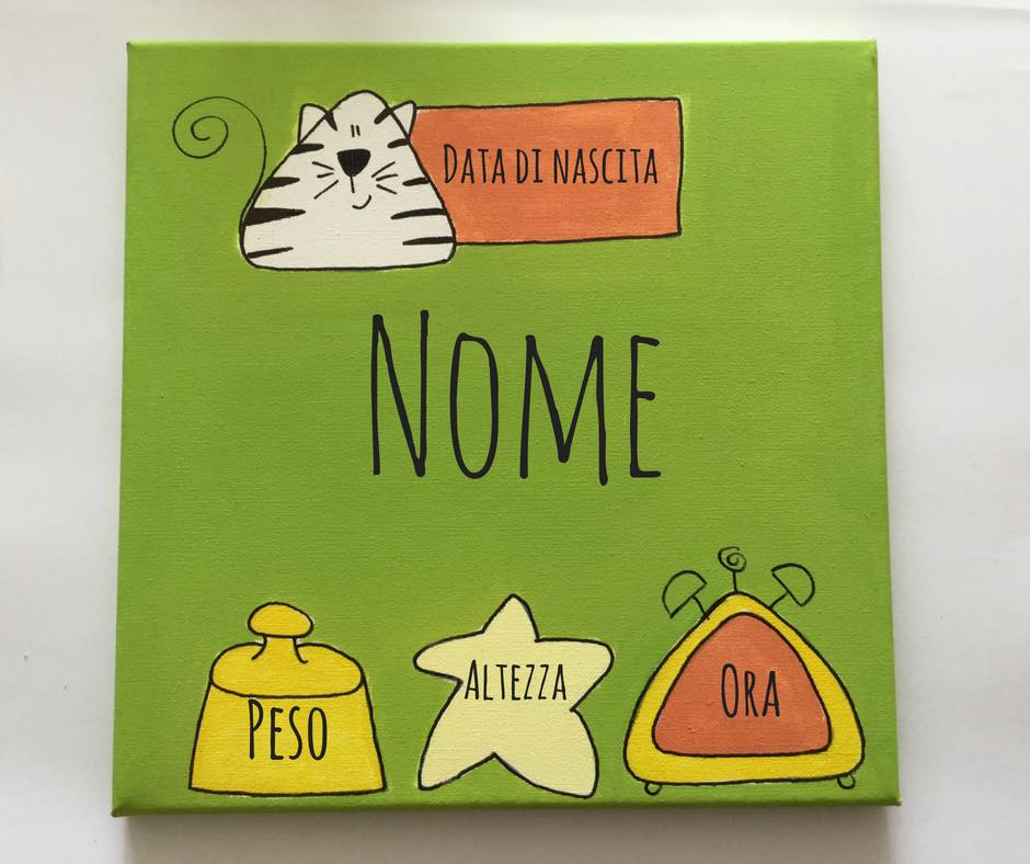 Quadro nascita Verde gattino 
