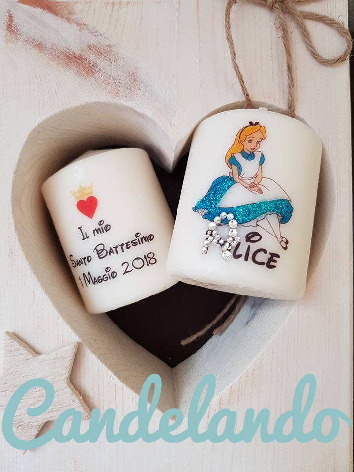Candela Battesimo Tema Alice nel Paese delle meraviglie 