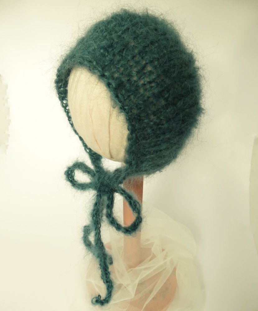 Cuffietta blu/verde ottanio Mohair e Seta