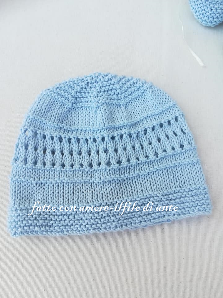 Cappello bambino / bambina in puro cotone azzurro