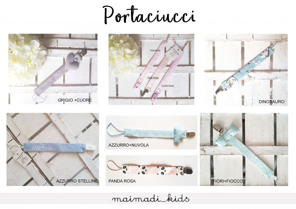 Portaciucci in tessuto/ Pacifier clips - pacifier- portaciuccio- baby shower- baby gift- new born- mom to be- neonato- ciucci- panda - cloud