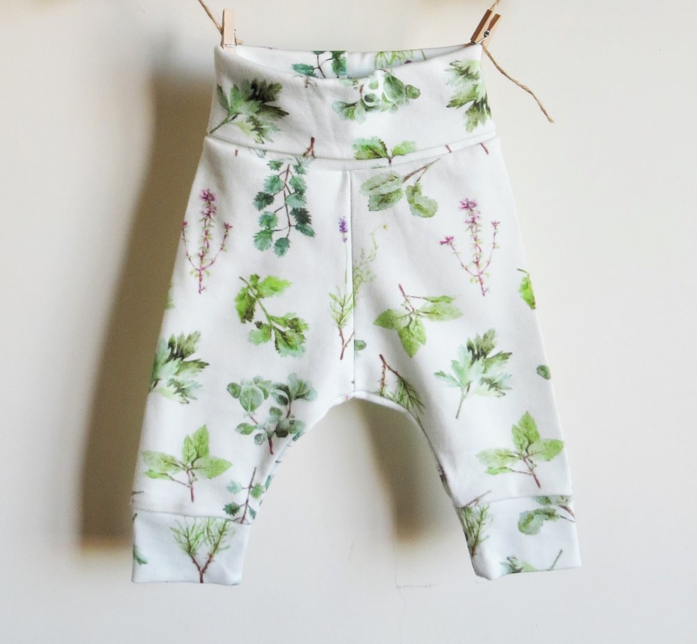 Pantaloni baby cotone Bio - Fantasia erbe aromatiche 0/3 mesi