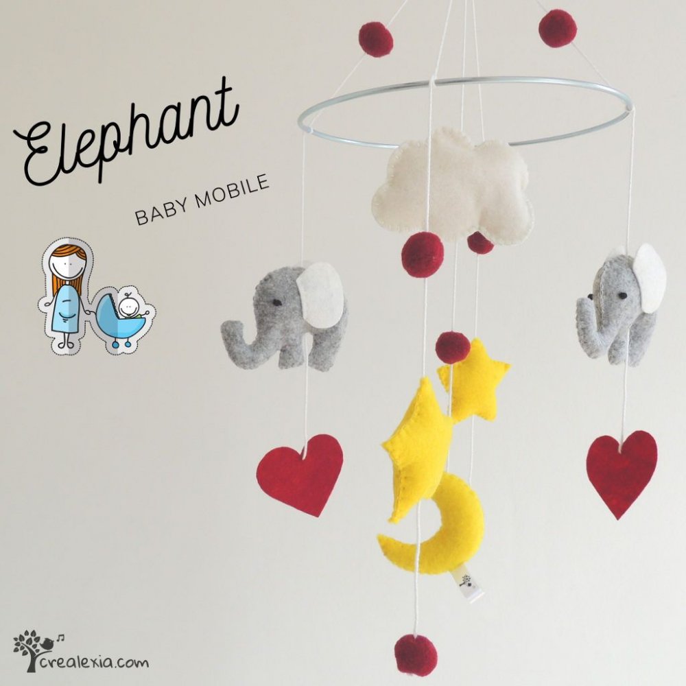 Giostrina per culla neonato con elefanti, giostrina per lettino beb