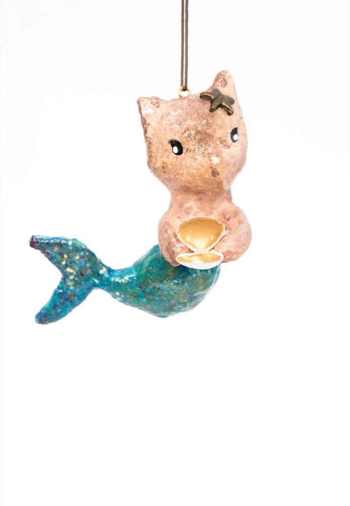 decorazione gattino sirena da appendere in stile vintage
