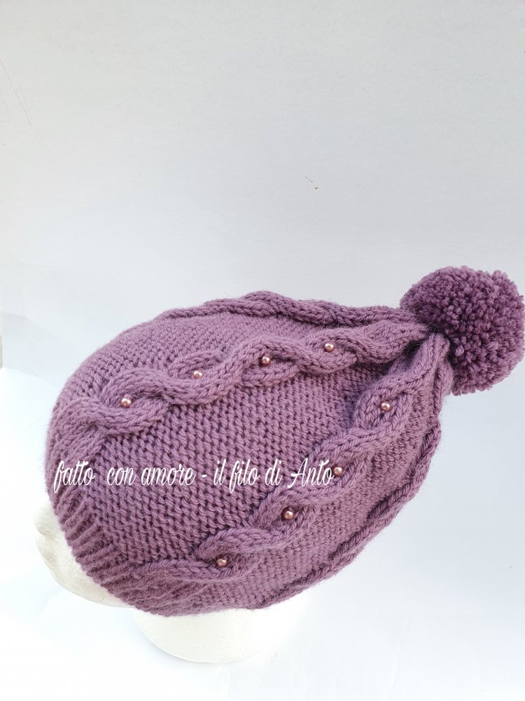 Cappello bambina/donna con trecce in lana alpaca