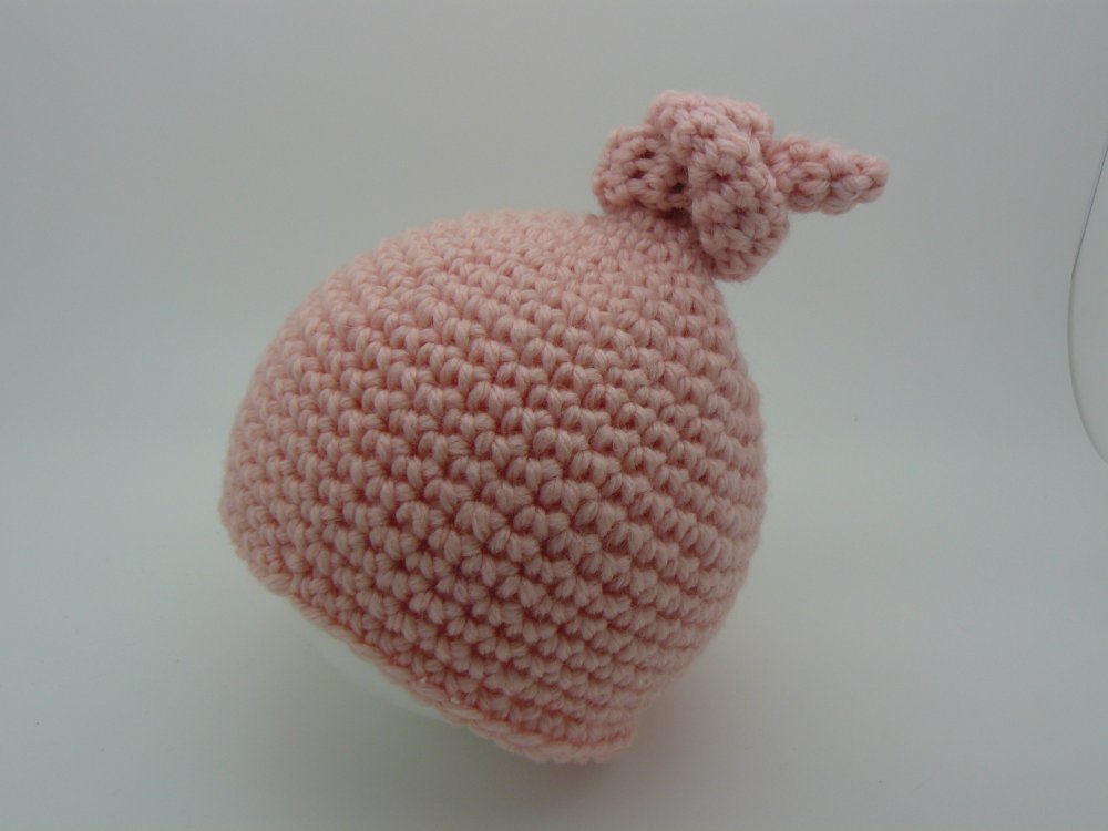 Berretta di lana con simpatico nodo per neonato - pesca