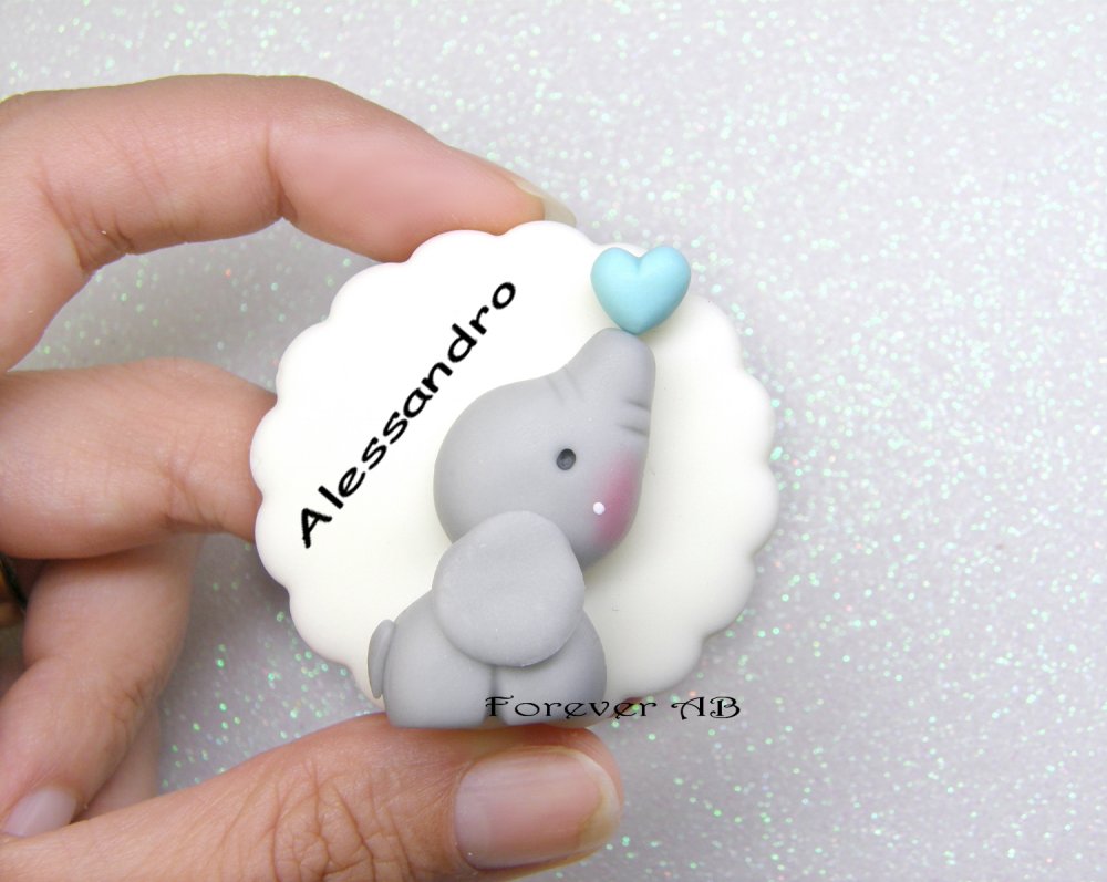 Bomboniere battesimo elefantino personalizzabile cuore Calamita Elefante  nascita  compleanno bomboniere bomboniera
